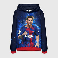 Толстовка-худи мужская Лионель Месси Барселона 10, цвет: 3D-красный
