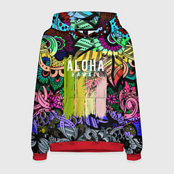 Толстовка-худи мужская АЛОХА ГАВАЙИ ALOHA HAWAII, цвет: 3D-красный