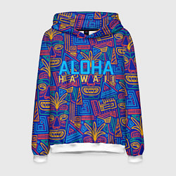 Толстовка-худи мужская ALOHA HAWAII АЛОХА ГАВАЙИ, цвет: 3D-белый