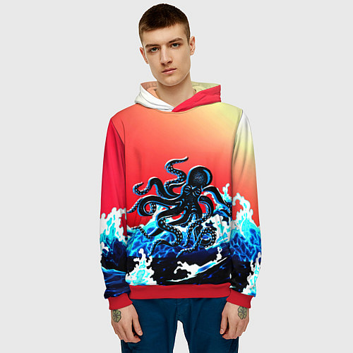 Мужская толстовка Кракен в Море Градиент / 3D-Красный – фото 3