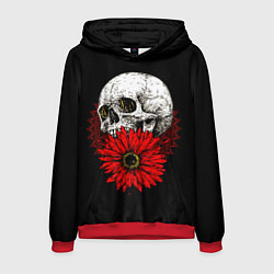 Толстовка-худи мужская Череп и Красный Цветок Skull, цвет: 3D-красный