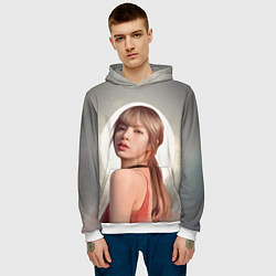 Толстовка-худи мужская Лиса маслом, цвет: 3D-белый — фото 2