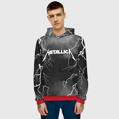 Мужская толстовка METALLICA РАЗРЯД МОЛНИИ / 3D-Красный – фото 3