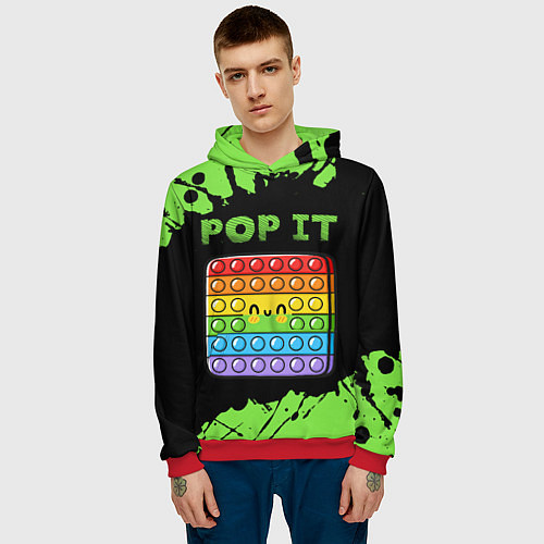 Мужская толстовка Поп Ит Симпл Димпл - Краска / 3D-Красный – фото 3