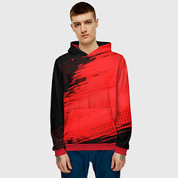Толстовка-худи мужская ЧЕРНО-КРАСНЫЙ ГРАНЖ GRUNGE Z, цвет: 3D-красный — фото 2