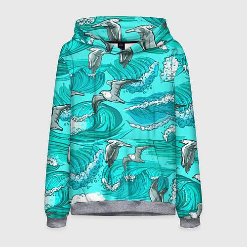 Мужская толстовка Чайки в море / 3D-Меланж – фото 1