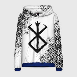 Толстовка-худи мужская БЕРСЕРК logo чб, цвет: 3D-синий