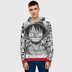 Толстовка-худи мужская Луфи улыбается one piece, цвет: 3D-красный — фото 2