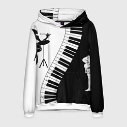Толстовка-худи мужская Черно Белое пианино, цвет: 3D-белый