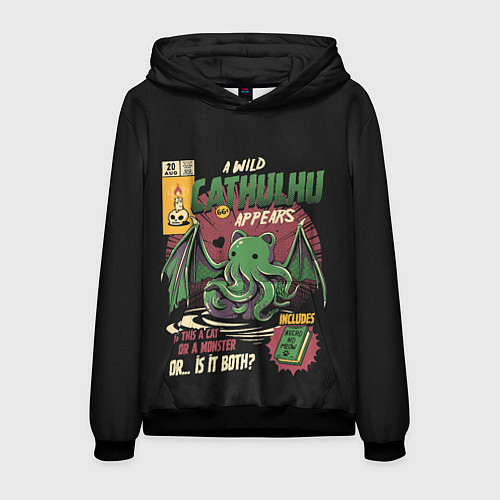 Мужская толстовка Кот Ктулху / 3D-Черный – фото 1