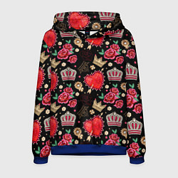 Толстовка-худи мужская Корона и розы, цвет: 3D-синий