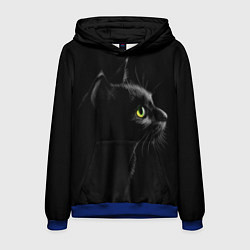 Толстовка-худи мужская Черный кот, цвет: 3D-синий