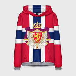 Толстовка-худи мужская Норвегия Флаг и герб Норвегии, цвет: 3D-меланж