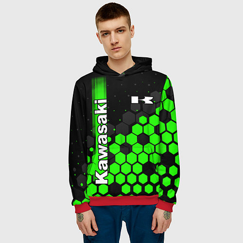 Мужская толстовка KAWASAKI КАВАСАКИ / 3D-Красный – фото 3