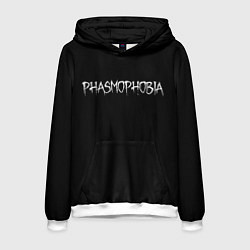 Толстовка-худи мужская Phasmophobia logo, цвет: 3D-белый