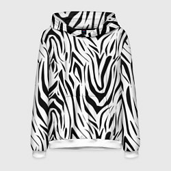 Толстовка-худи мужская Черно-белая зебра, цвет: 3D-белый