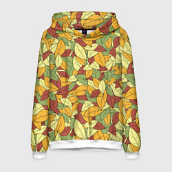 Толстовка-худи мужская Яркие осенние листья, цвет: 3D-белый