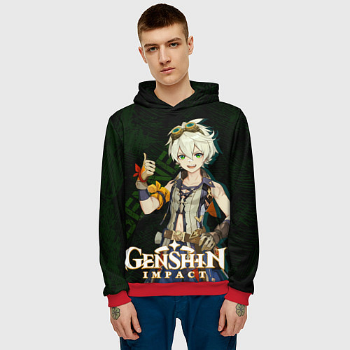 Мужская толстовка Беннетт Genshin Impact / 3D-Красный – фото 3