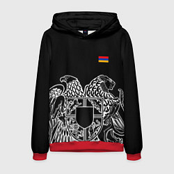 Толстовка-худи мужская Герб Армении и флаг, цвет: 3D-красный