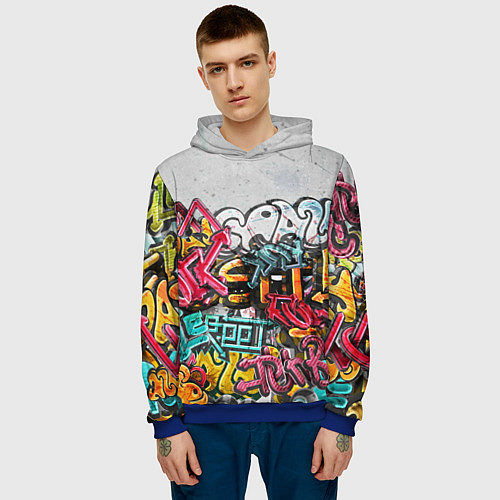 Мужская толстовка Graffiti on the wall / 3D-Синий – фото 3