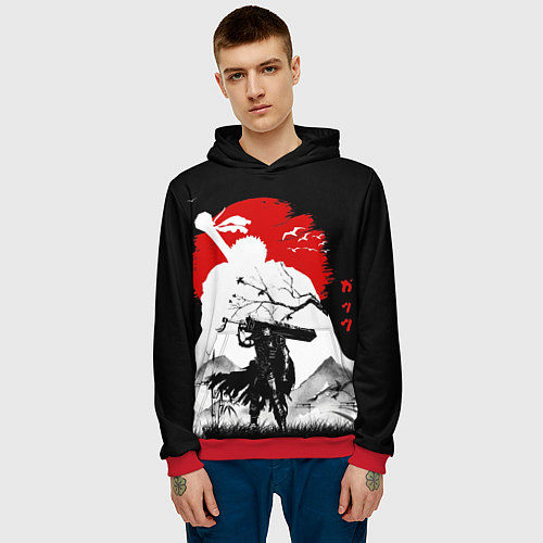 Мужская толстовка Берсерк силуэт Гатса / 3D-Красный – фото 3
