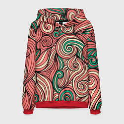 Толстовка-худи мужская Алые листья, цвет: 3D-красный