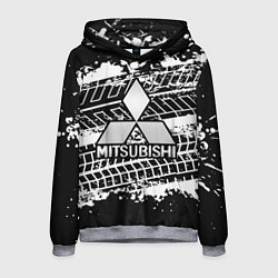 Толстовка-худи мужская MITSUBISHI СЛЕДЫ ШИН, цвет: 3D-меланж