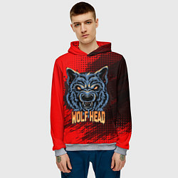 Толстовка-худи мужская Wolf head, цвет: 3D-меланж — фото 2