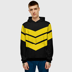 Толстовка-худи мужская Три полоски, цвет: 3D-черный — фото 2