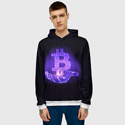 Толстовка-худи мужская BITCOIN IN HAND БИТКОИН, цвет: 3D-белый — фото 2