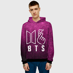 Толстовка-худи мужская BTS БТС K-Heart Z, цвет: 3D-черный — фото 2