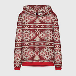 Толстовка-худи мужская Вязаный рисунок, цвет: 3D-красный