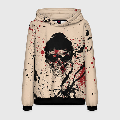Мужская толстовка Череп Хипстер Брызги Краски / 3D-Черный – фото 1