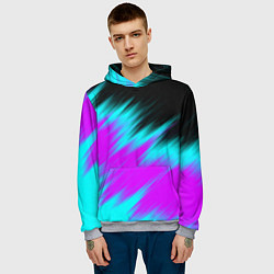 Толстовка-худи мужская НЕОНОВЫЕ ПОЛОСЫ И НИЧЕГО ЛИШНЕГО NEON STRIPES, цвет: 3D-меланж — фото 2
