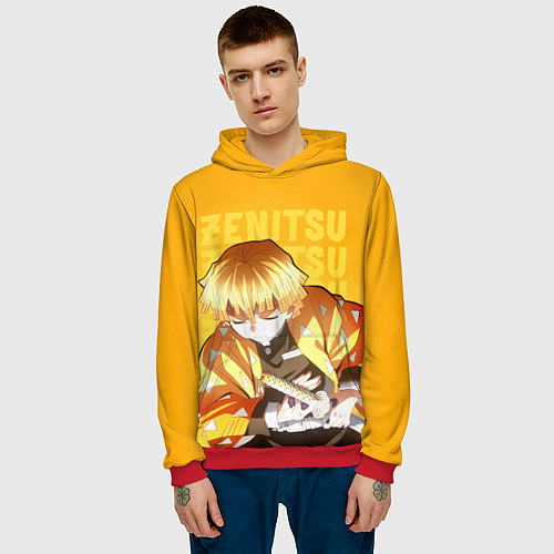 Мужская толстовка Зеницу Агацума / 3D-Красный – фото 3