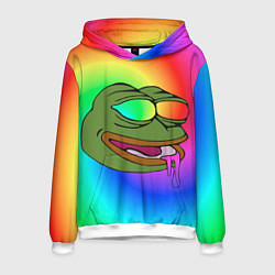 Толстовка-худи мужская Pepe rainbow, цвет: 3D-белый