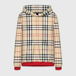 Толстовка-худи мужская Клетчатый принт в стиле Burberry, цвет: 3D-красный