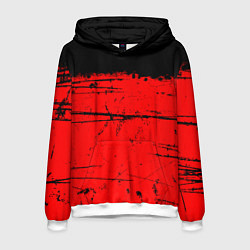 Толстовка-худи мужская КРАСНЫЙ ГРАНЖ RED GRUNGE, цвет: 3D-белый