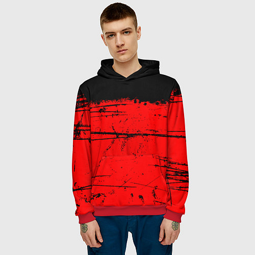 Мужская толстовка КРАСНЫЙ ГРАНЖ RED GRUNGE / 3D-Красный – фото 3