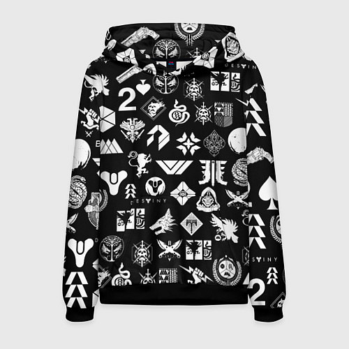 Мужская толстовка DESTINY 2 PATTERN GAME LOGO ДЕСТИНИ 2 ПАТТЕРН СИМВ / 3D-Черный – фото 1