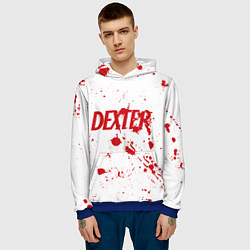 Толстовка-худи мужская Dexter logo Декстер брызги крови, цвет: 3D-синий — фото 2