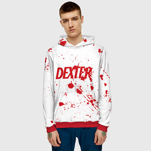 Мужская толстовка Dexter logo Декстер брызги крови / 3D-Красный – фото 3