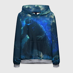 Толстовка-худи мужская ГОДЗИЛЛА В МОРЕ, цвет: 3D-меланж