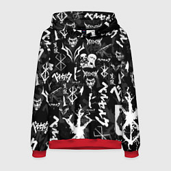 Толстовка-худи мужская BERSERK SYMBOL LOGO БЕРСЕРК СИМВОЛИКА ПАТТЕРН, цвет: 3D-красный