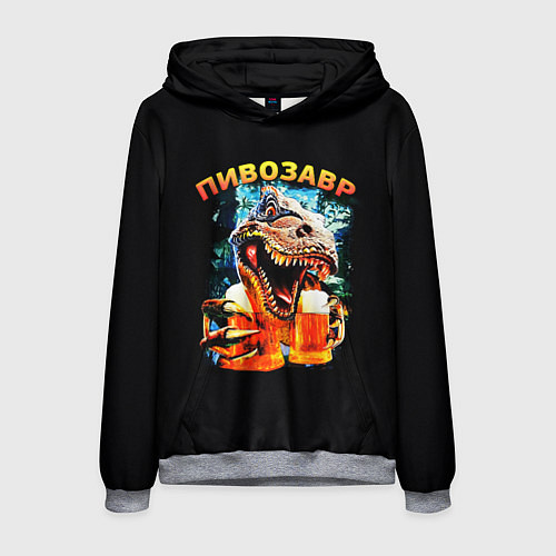 Мужская толстовка Пивозавр надпись на спине / 3D-Меланж – фото 1