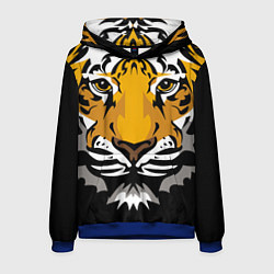 Толстовка-худи мужская Суровый взгляд тигра, цвет: 3D-синий