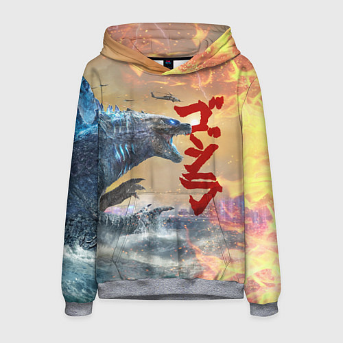 Мужская толстовка ГОДЗИЛЛА АТАКУЕТ! / 3D-Меланж – фото 1