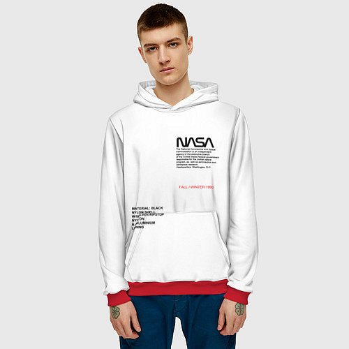 Мужская толстовка NASA БЕЛАЯ ФОРМА / 3D-Красный – фото 3