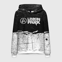 Толстовка-худи мужская Линкин Парк Лого Рок ЧБ Linkin Park Rock, цвет: 3D-белый