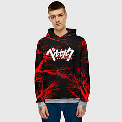 Толстовка-худи мужская Berserk: Ветки деревьев, цвет: 3D-меланж — фото 2